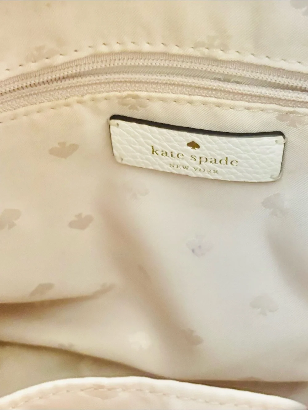 Kate Spade Women's White Striped Mini Backpack Leather Adjustable Strap Designer